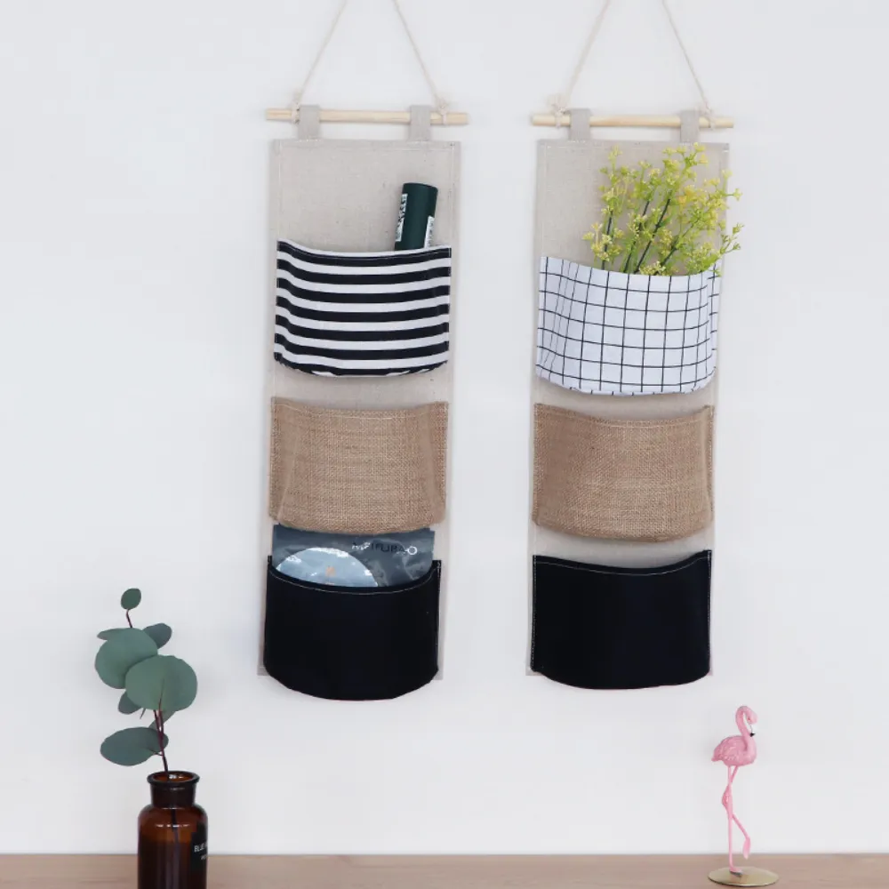 6 Pockets Linen & Cloth Hanging Storage Bag