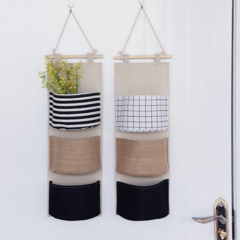 6 Pockets Linen & Cloth Hanging Storage Bag