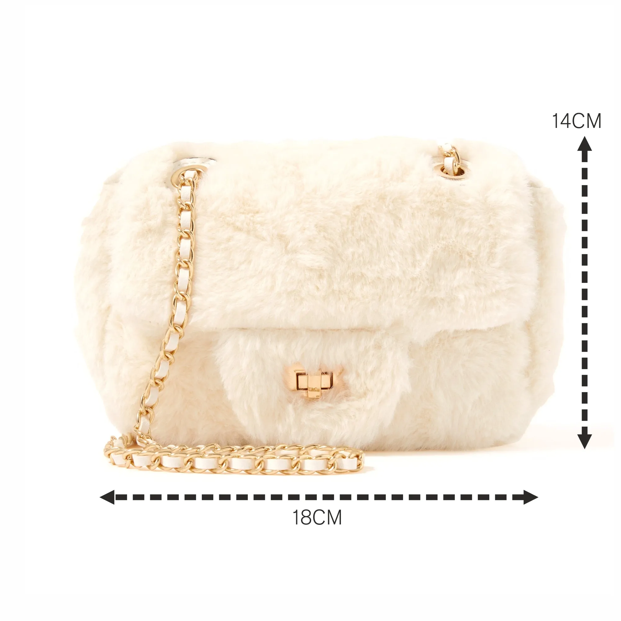 Accessorize London Women's Billie Mini Faux Cream Fur Cross-Body Bag