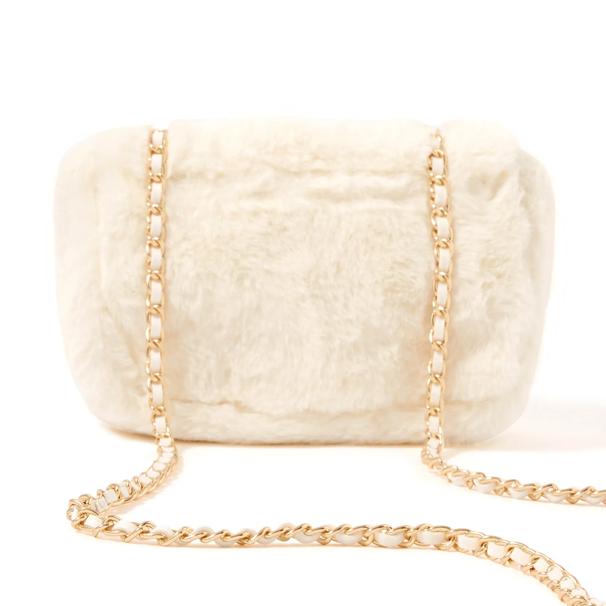 Accessorize London Women's Billie Mini Faux Cream Fur Cross-Body Bag