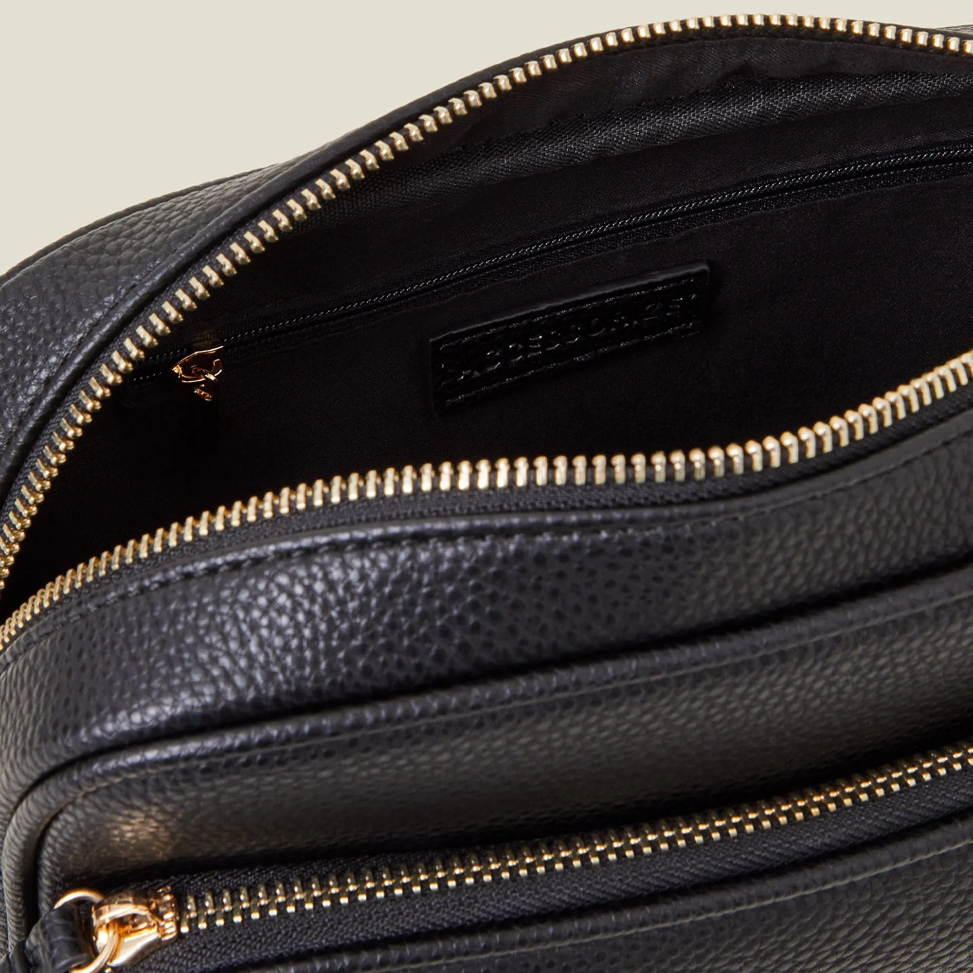 Accessorize London Women's Black Dina Double Zip Camera Bag