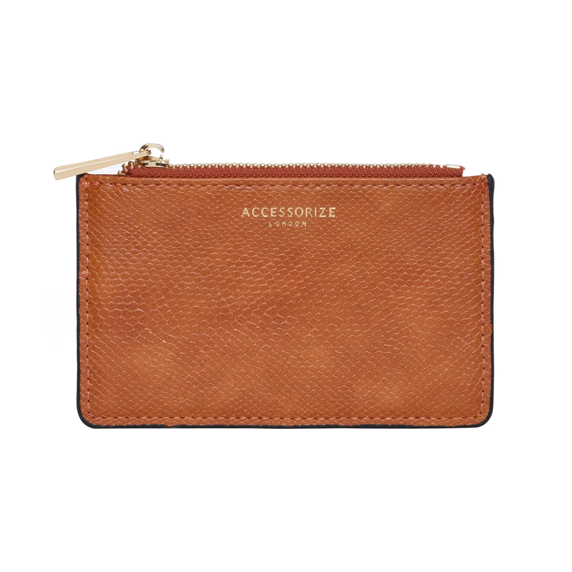 Accessorize London Women's Faux Leather Orange Plain Card Holder