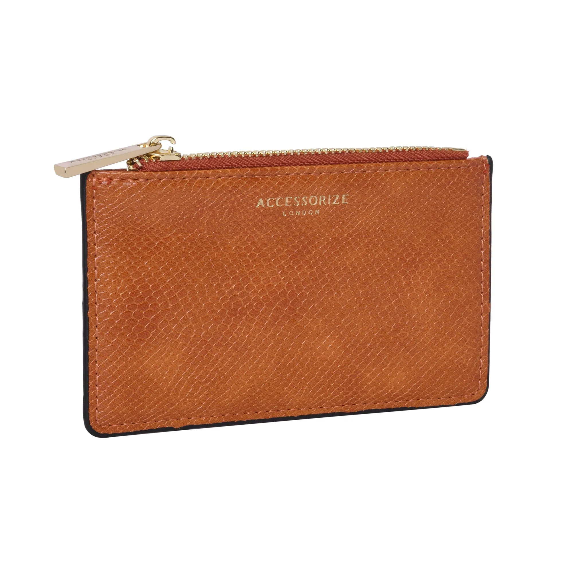 Accessorize London Women's Faux Leather Orange Plain Card Holder