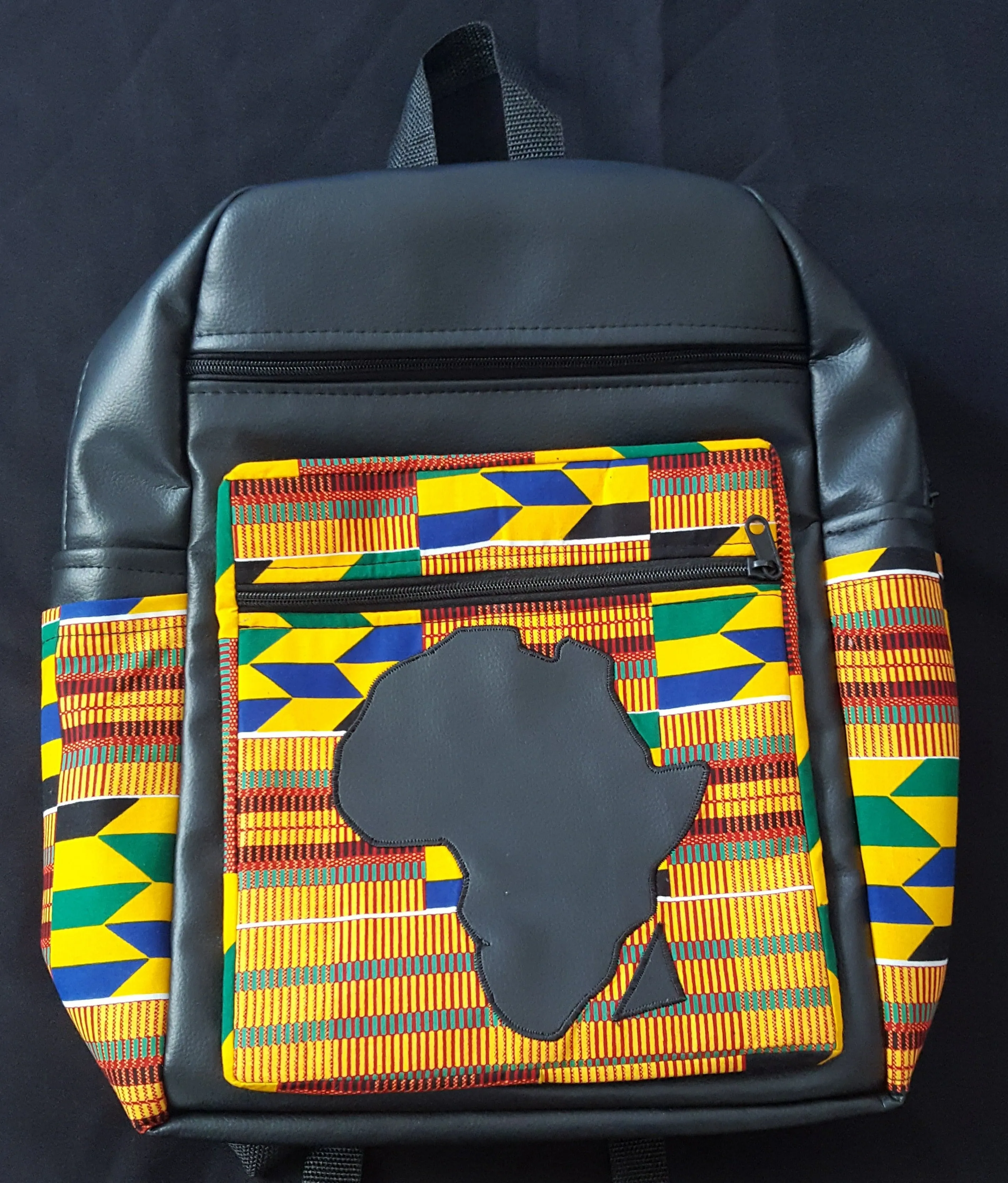 African Print & Vegan Leather 'Africa' Backpacks