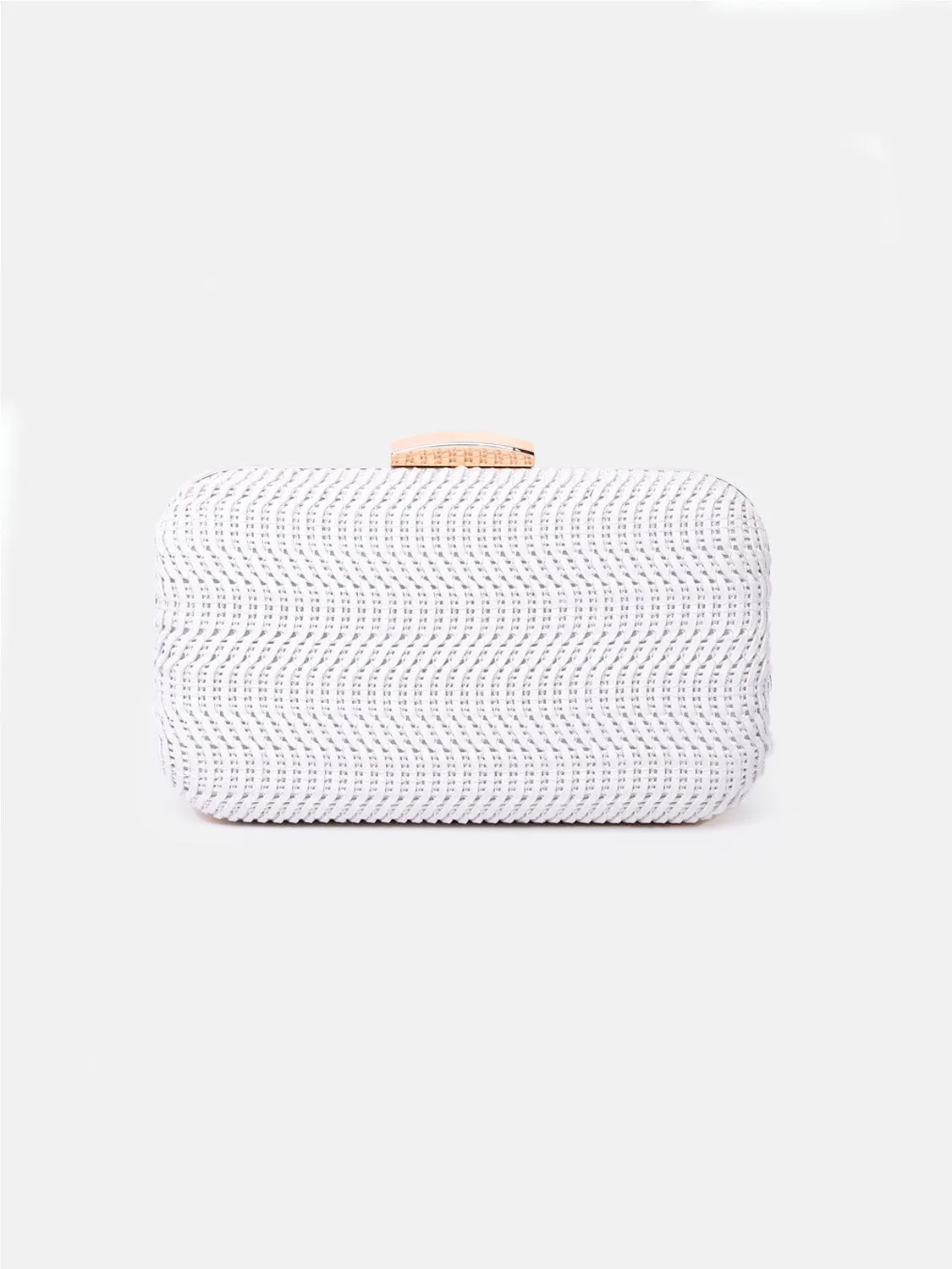 ALEXANDRA TEXTURED BOXY CLUTCH BAG IN WHITE