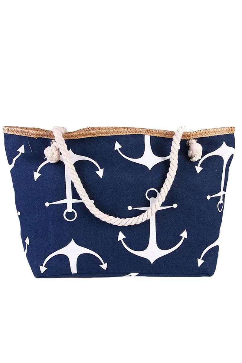 ANCHOR PATTERNED FASHION CASUAL BEACH BAGS