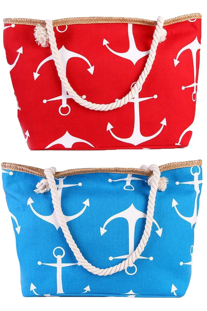 ANCHOR PATTERNED FASHION CASUAL BEACH BAGS