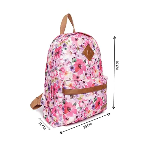 ASTRID Printed Backpack For Girls Medium Size (PINK)