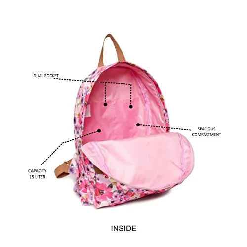 ASTRID Printed Backpack For Girls Medium Size (PINK)