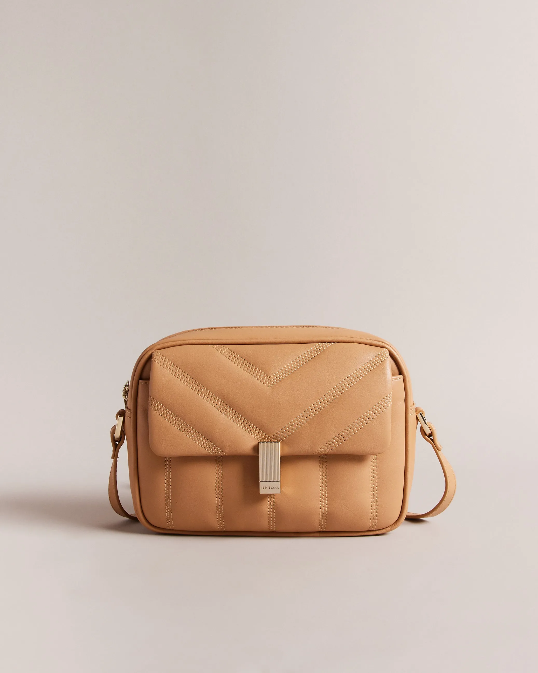 Ayalily Leather Puffer Crossbody Bag Camel