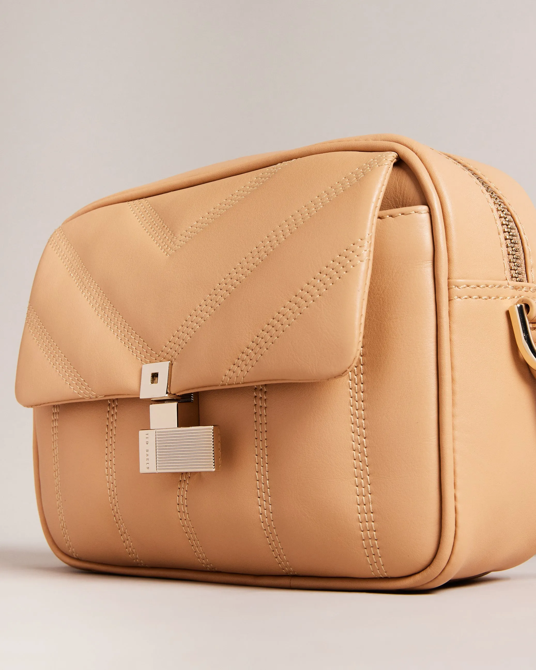 Ayalily Leather Puffer Crossbody Bag Camel