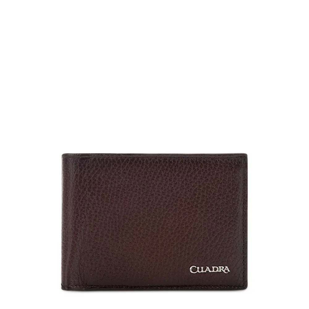 B2910VE - Cuadra brown classic deer leather bi fold wallet for men