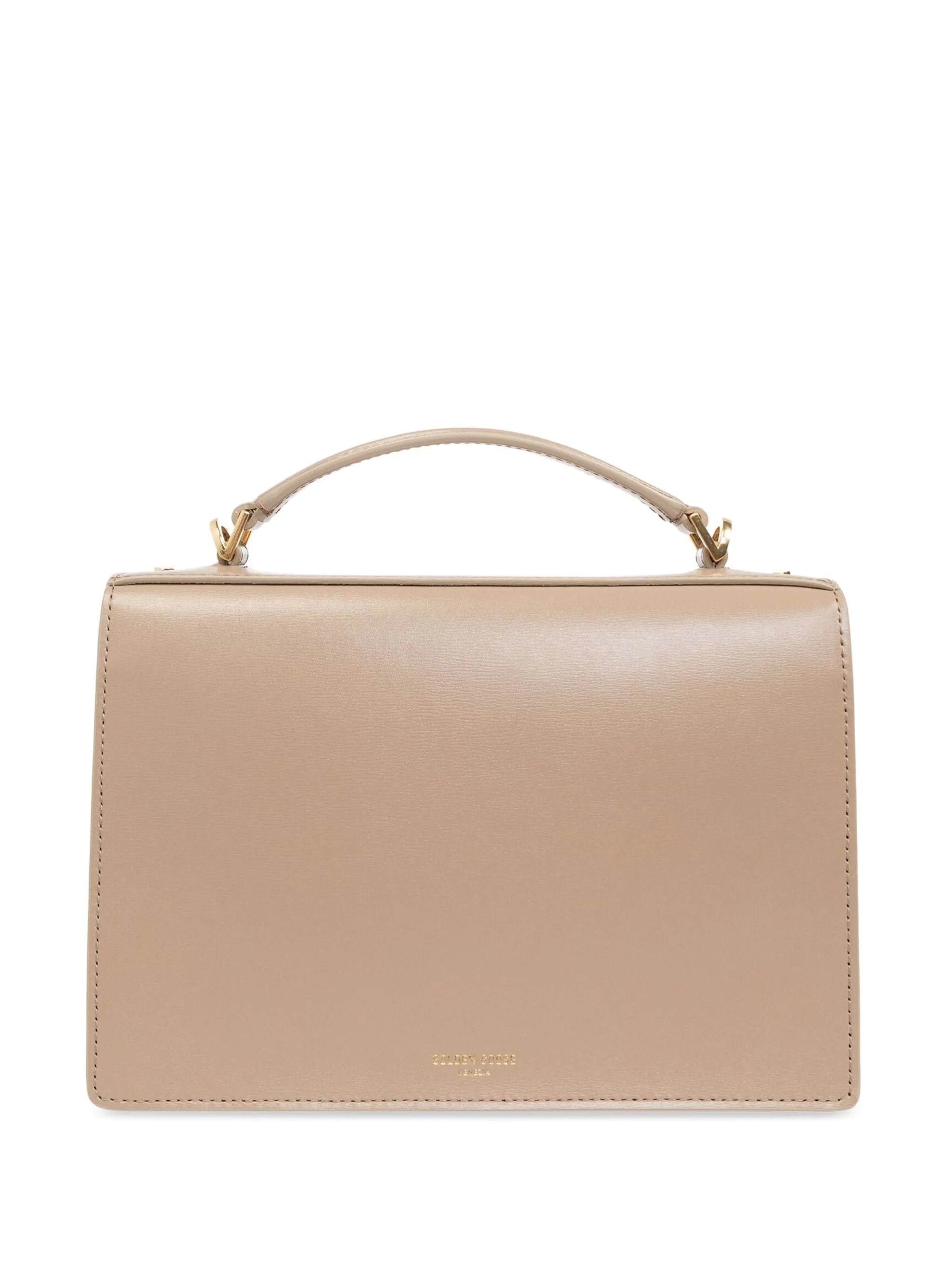 Beige Calf Leather Flat Top Bag