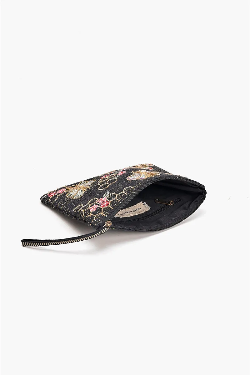 Black Bee Wristlets Hand-Woven Jacquard Design