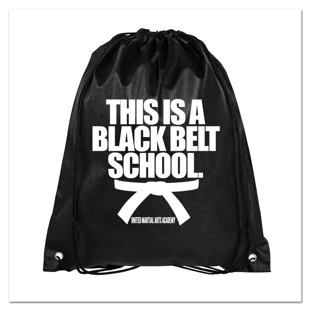 Black Belt School Drawstring Nylon Bags