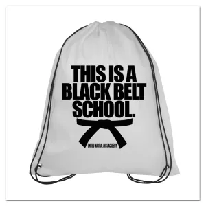 Black Belt School Drawstring Nylon Bags