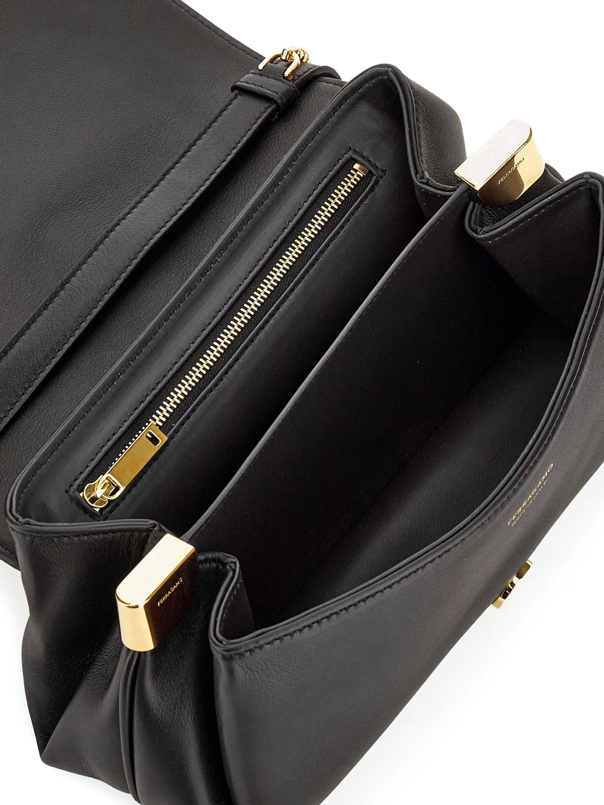 Black Calf Leather Shoulder Bag