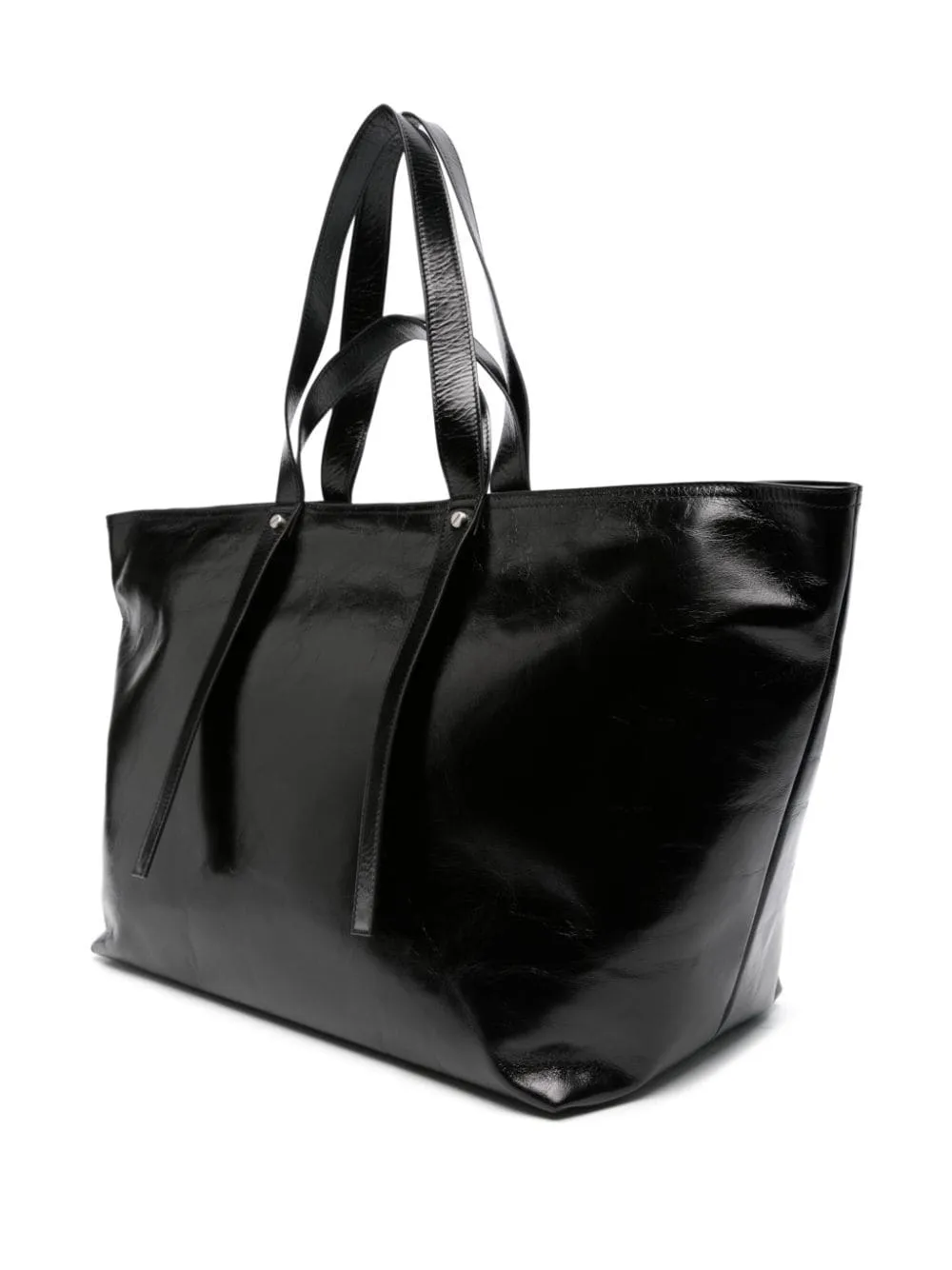 Black Leather Glossy Finish Bag