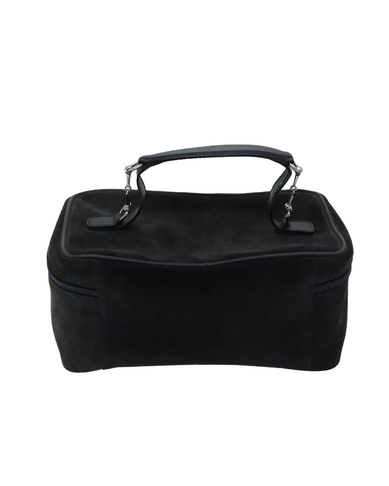 Black Suede Cosmetic Pouch with Minimal Wear - Made in Italy