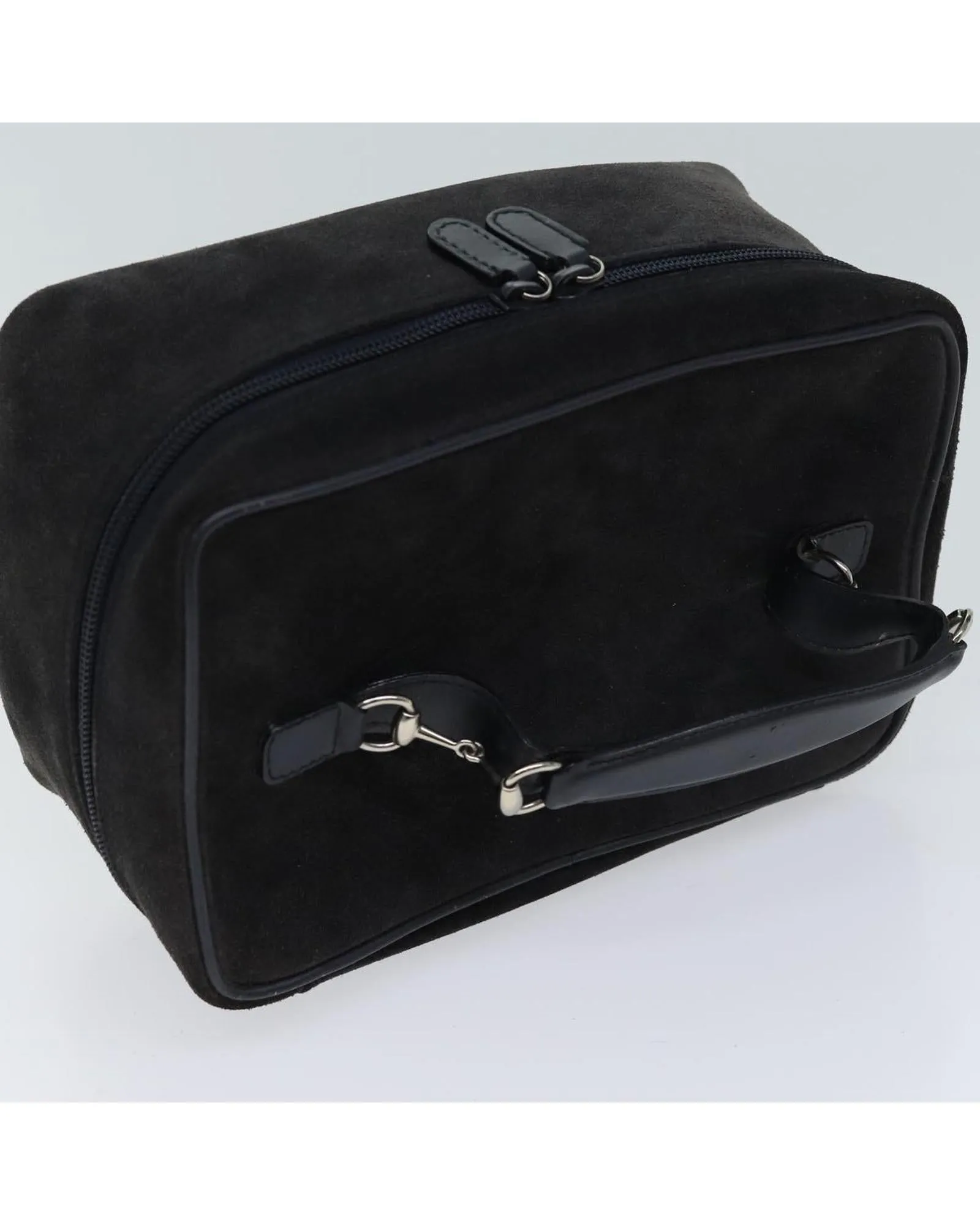 Black Suede Cosmetic Pouch with Minimal Wear - Made in Italy