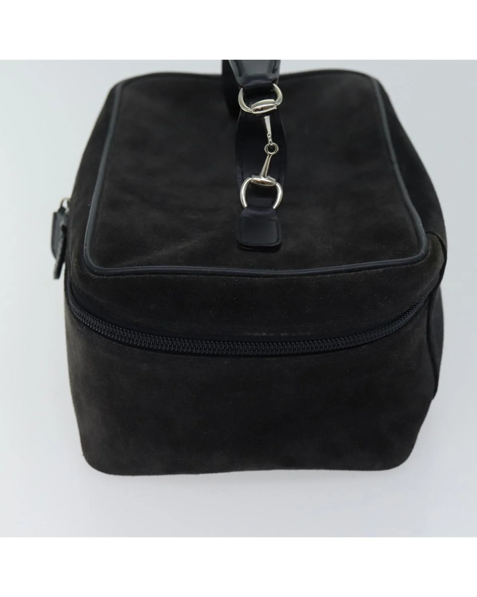 Black Suede Cosmetic Pouch with Minimal Wear - Made in Italy