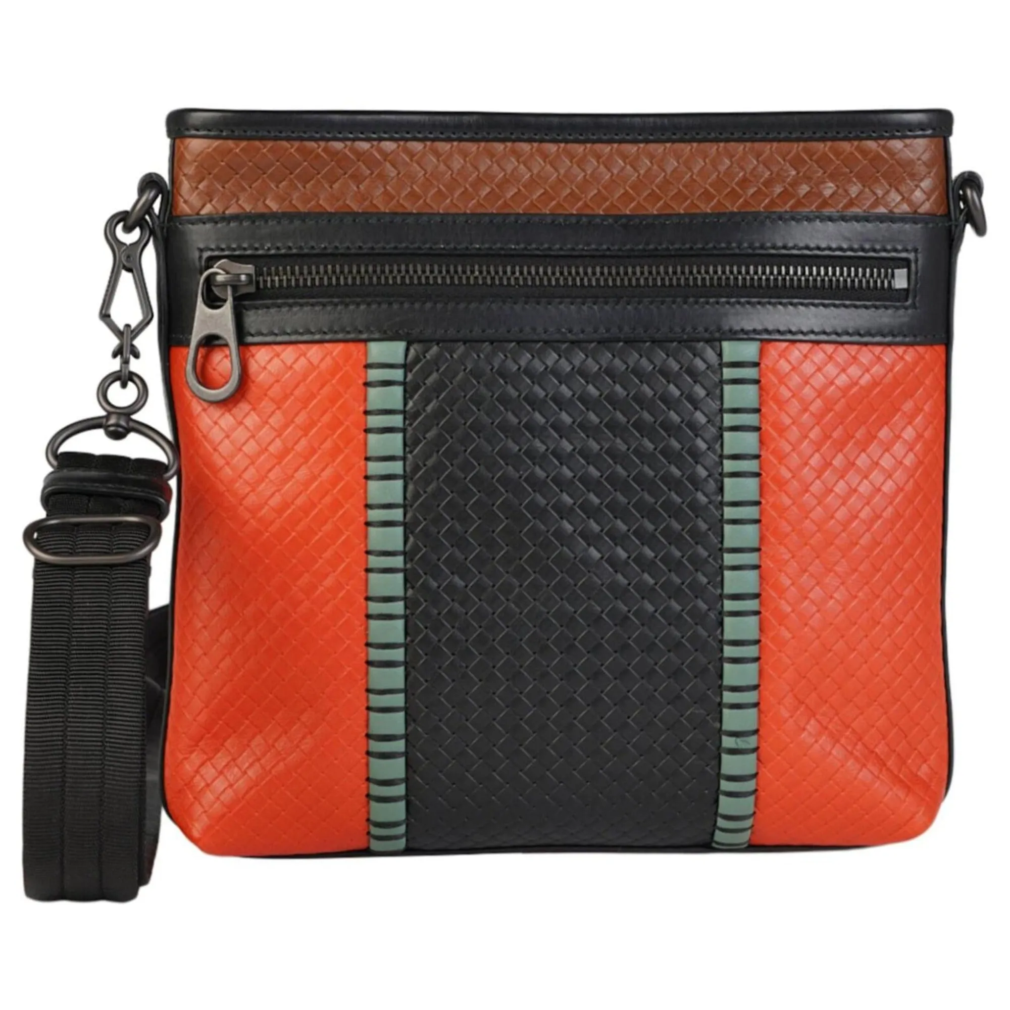 Bottega Veneta Tri Color Intrecciato Leather Crossbody Bag