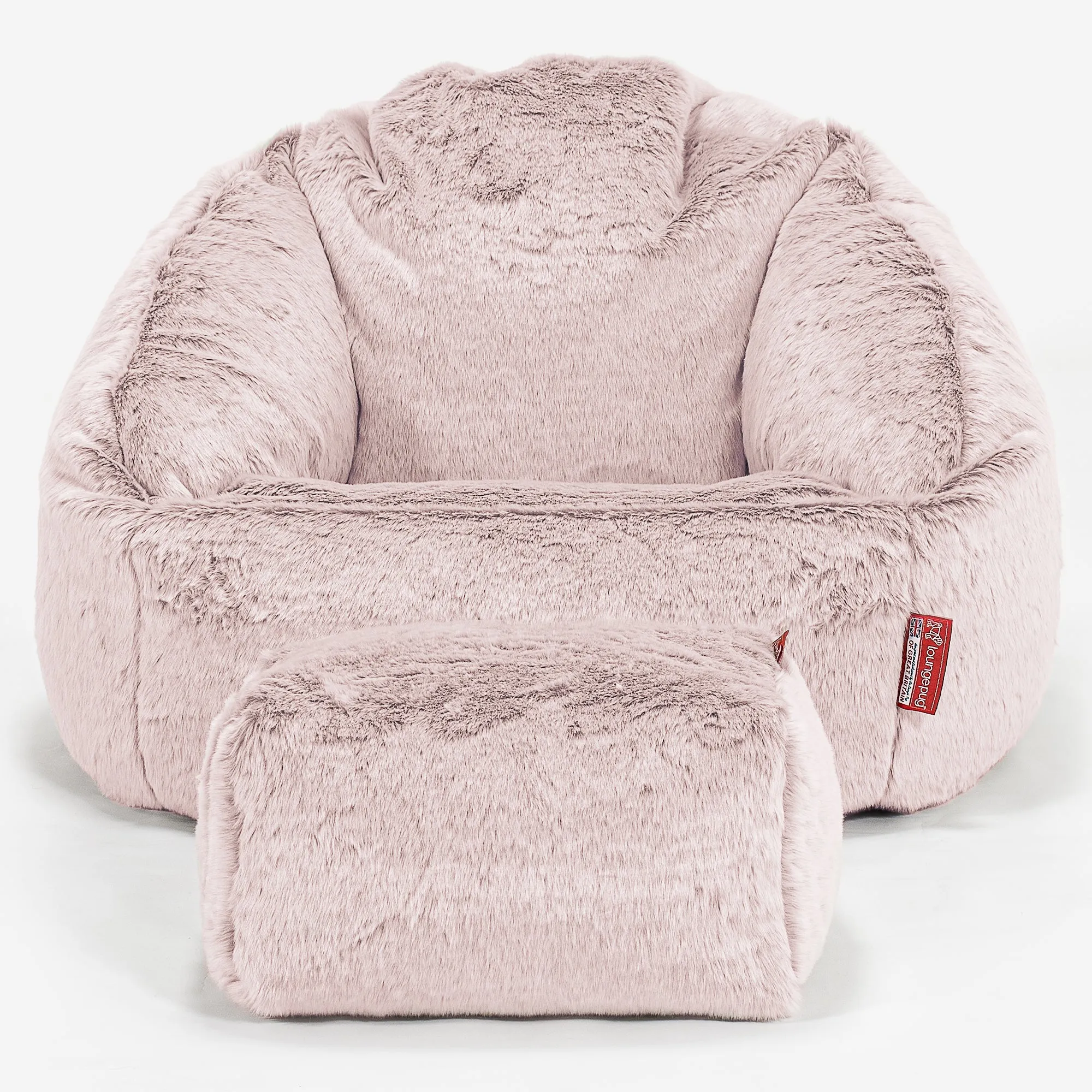 Bubble Bean Bag Chair - Fluffy Faux Fur Rabbit Dusty Pink