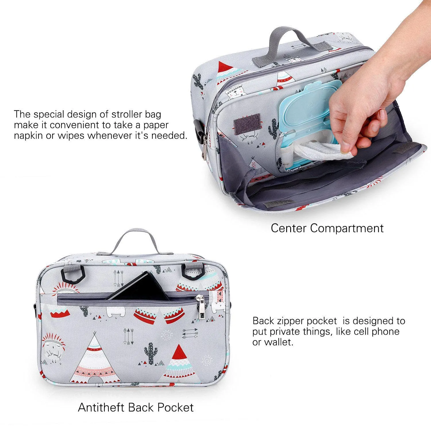 Cartoon Baby Stroller Bag Large Capacity Diaper Bags