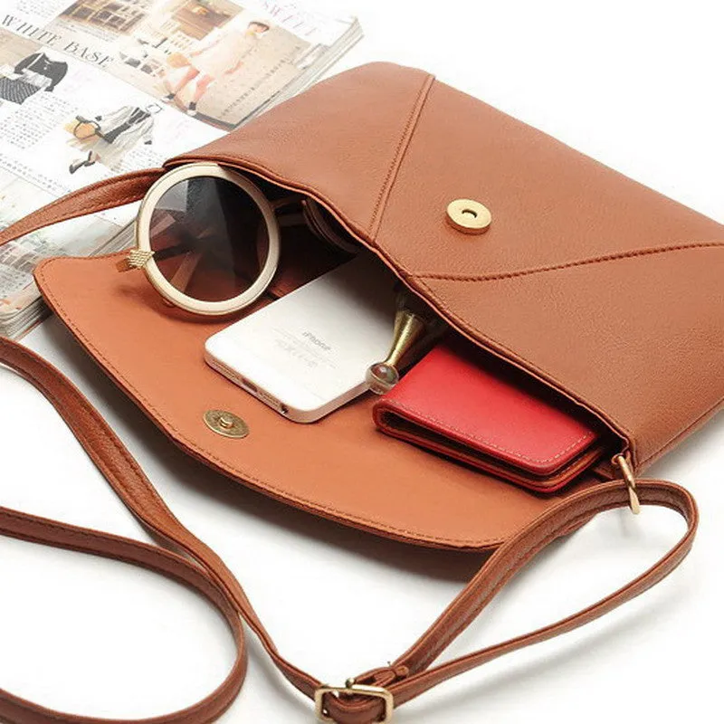 Casual Vintage Small Women Bags Leather Messenger Bag Retro Envelope Bag Handbag and Purse Sling Crossbody Shoulder Bag Thin