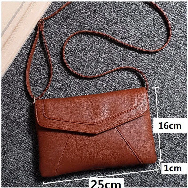 Casual Vintage Small Women Bags Leather Messenger Bag Retro Envelope Bag Handbag and Purse Sling Crossbody Shoulder Bag Thin