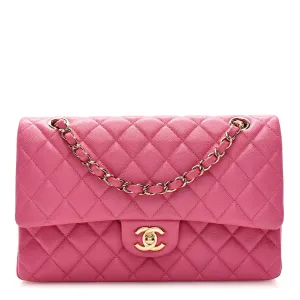 Caviar Quilted Medium Double Flap Pink