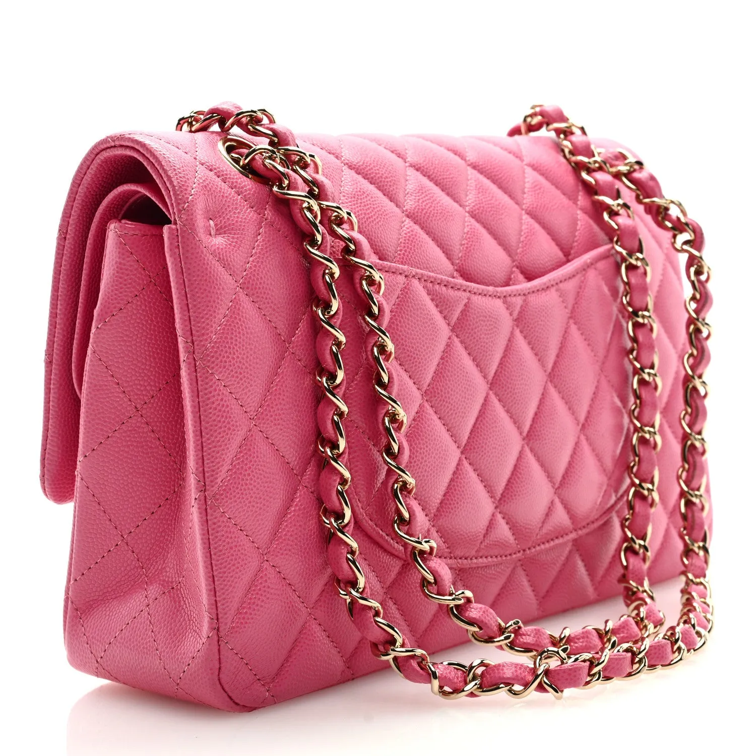 Caviar Quilted Medium Double Flap Pink