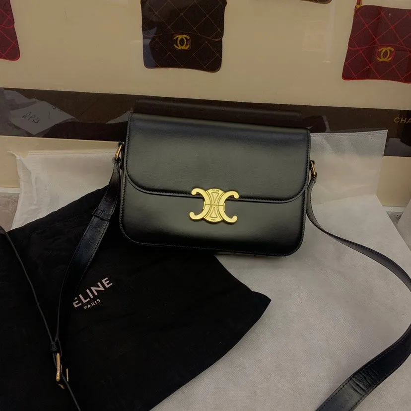 Celine Triomphe Black Box Bag Medium Size