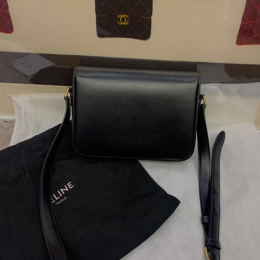 Celine Triomphe Black Box Bag Medium Size