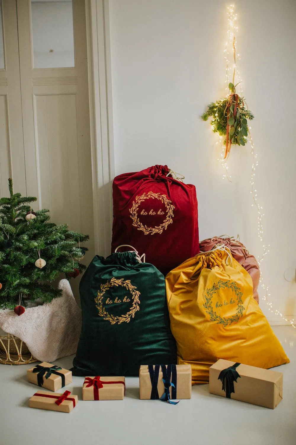 Christmas sack in velvet red wine | Christmas bags for gifts