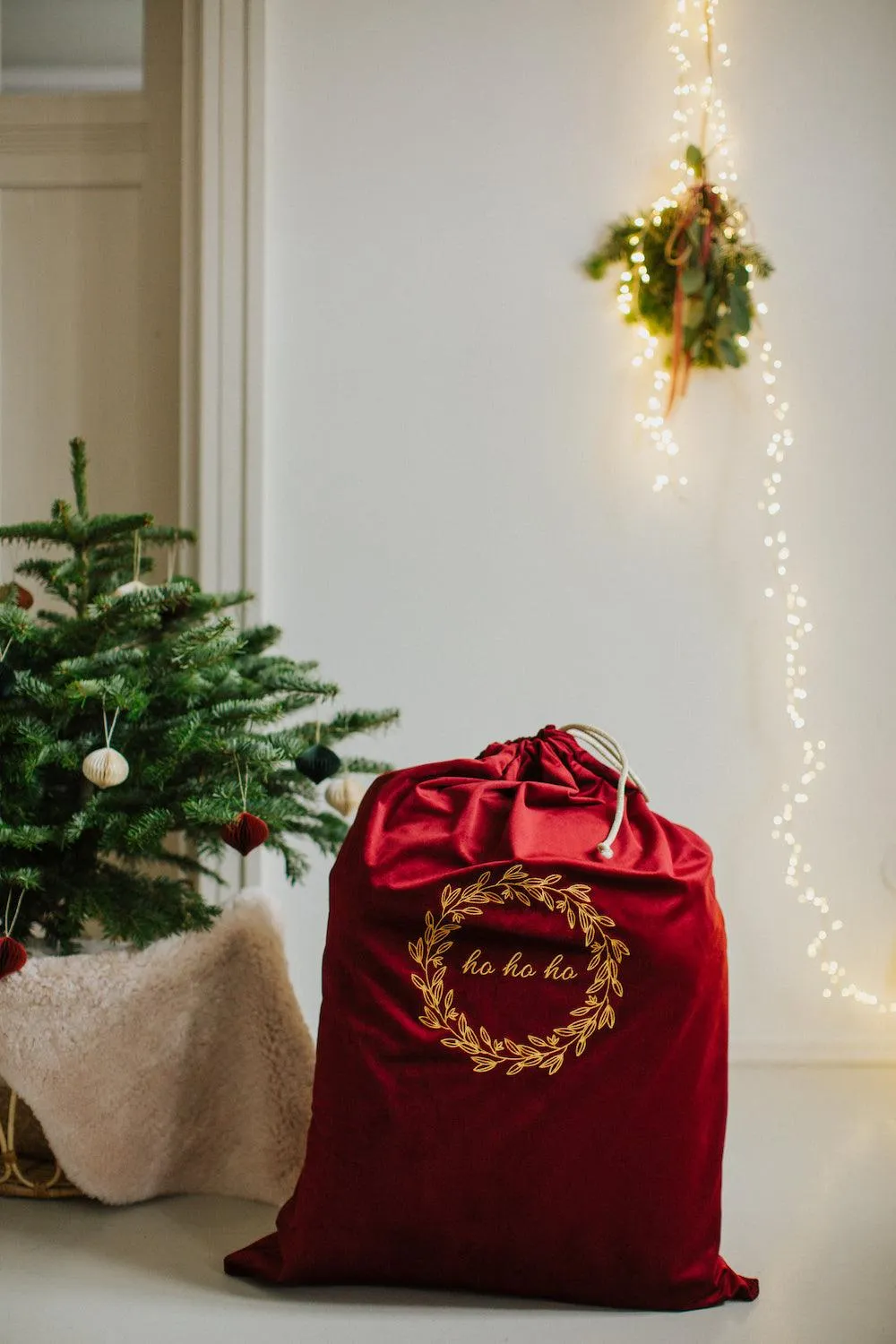 Christmas sack in velvet red wine | Christmas bags for gifts