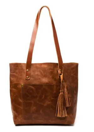 Classic Leather Tote in Saddle Brown