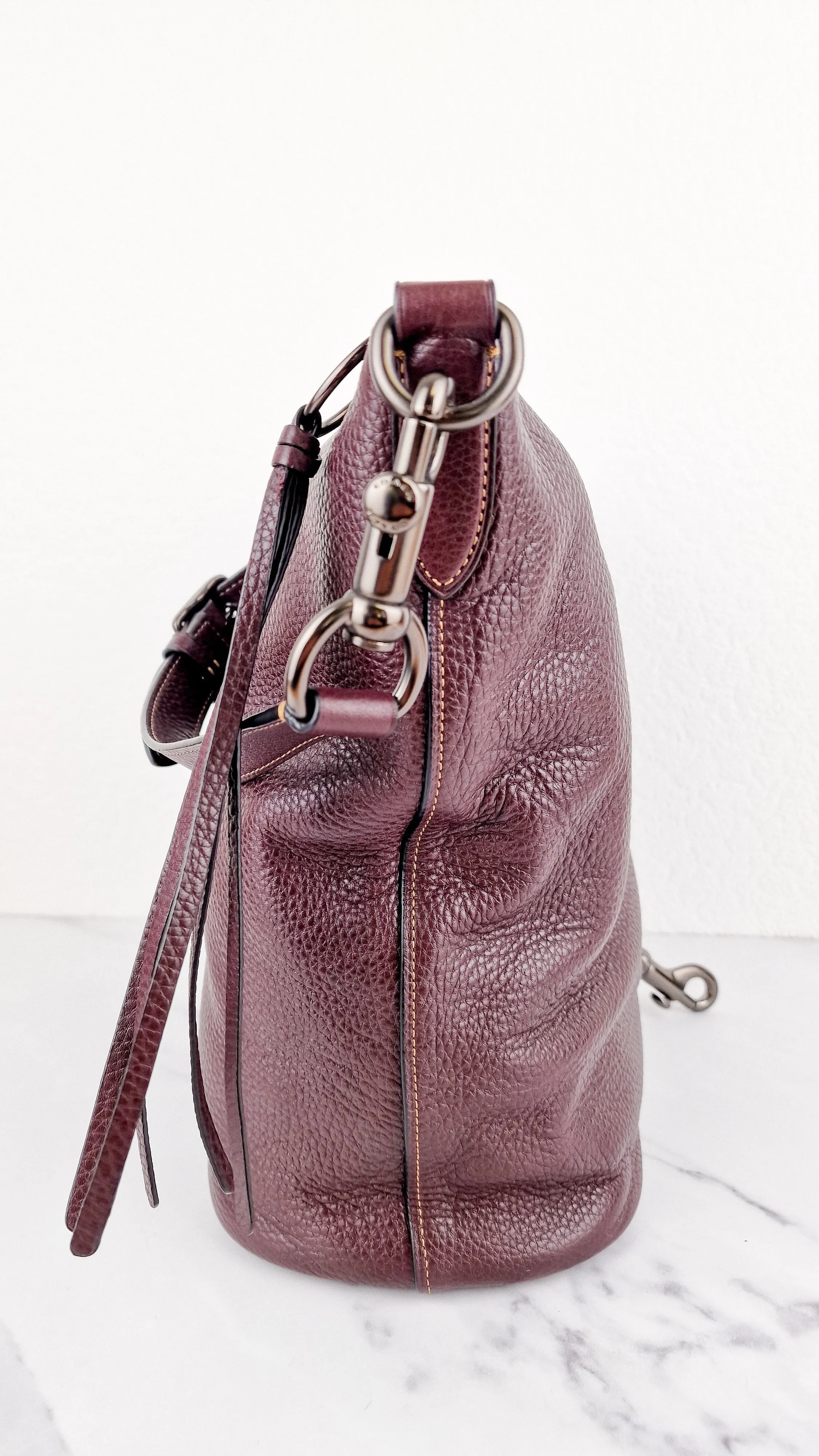 Coach 1941 Duffle Bag in Oxblood Pebble Leather with Zip Top Coach 29257