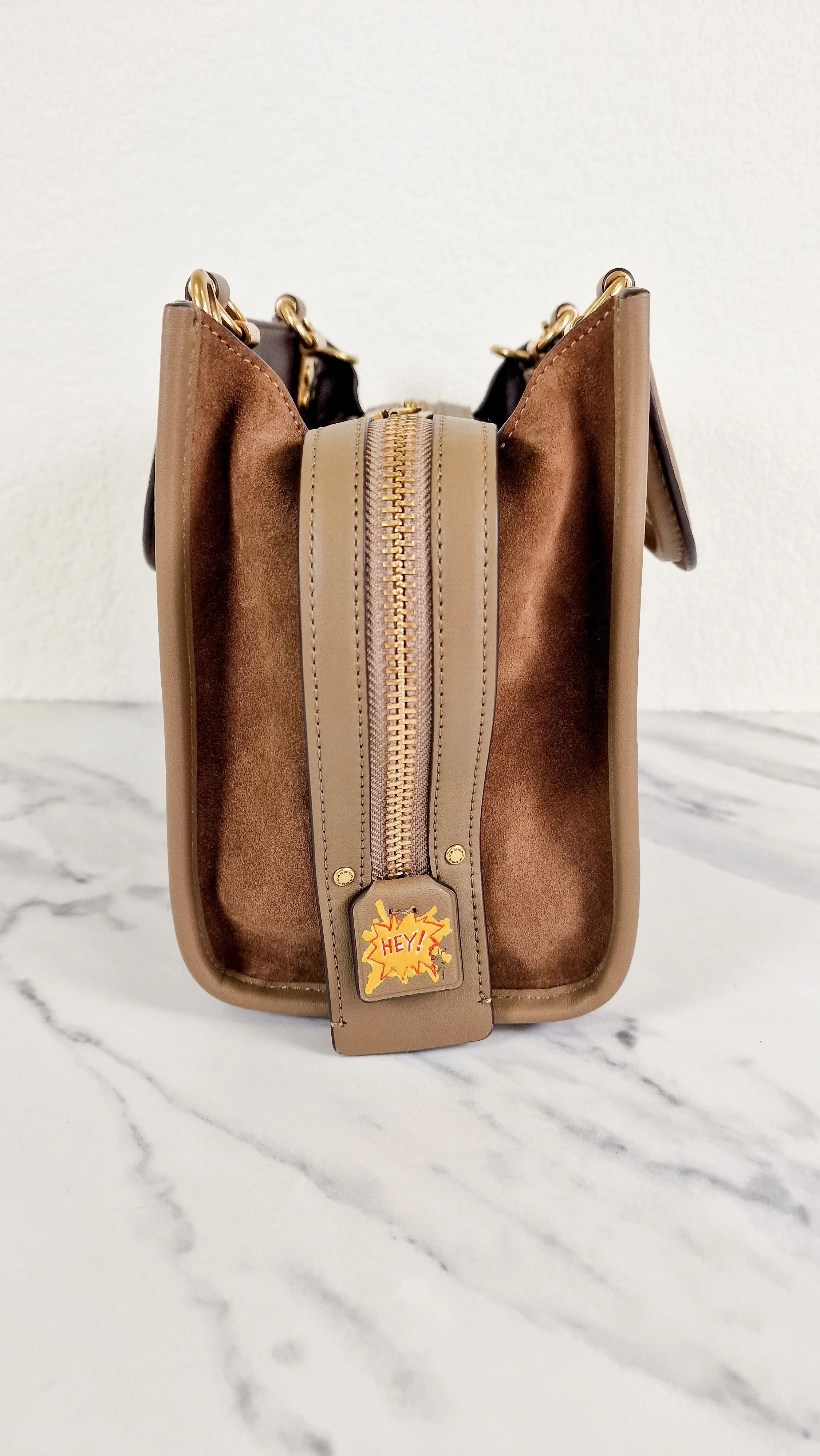 Coach x Jean-Michel Basquiat Rogue 25 Pez Dispenser Dinosaur Bag in Elm Leather & Suede - Handbag Crosbody Shoulder Bag in Taupe Beechwood - Coach 6889