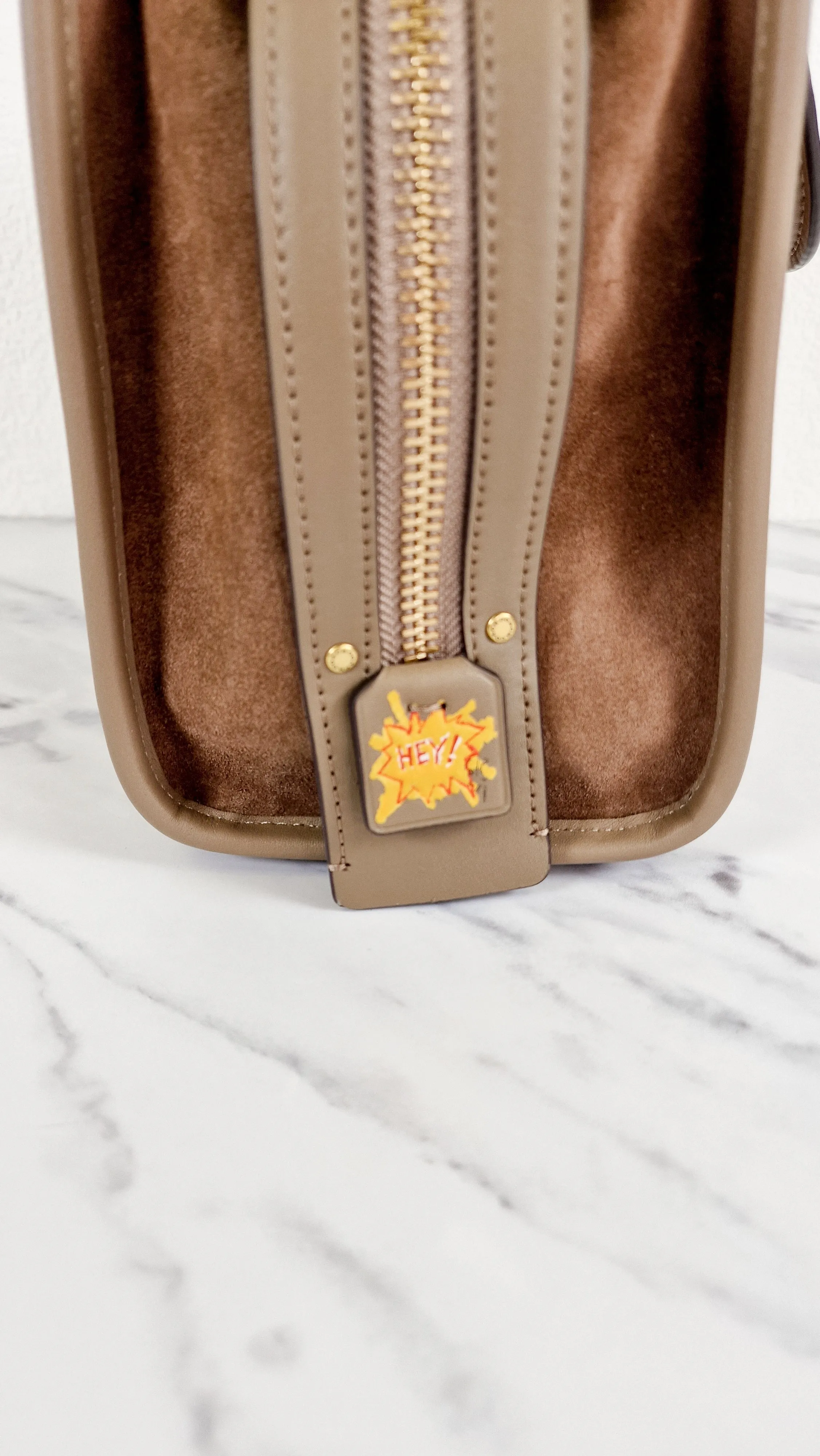 Coach x Jean-Michel Basquiat Rogue 25 Pez Dispenser Dinosaur Bag in Elm Leather & Suede - Handbag Crosbody Shoulder Bag in Taupe Beechwood - Coach 6889