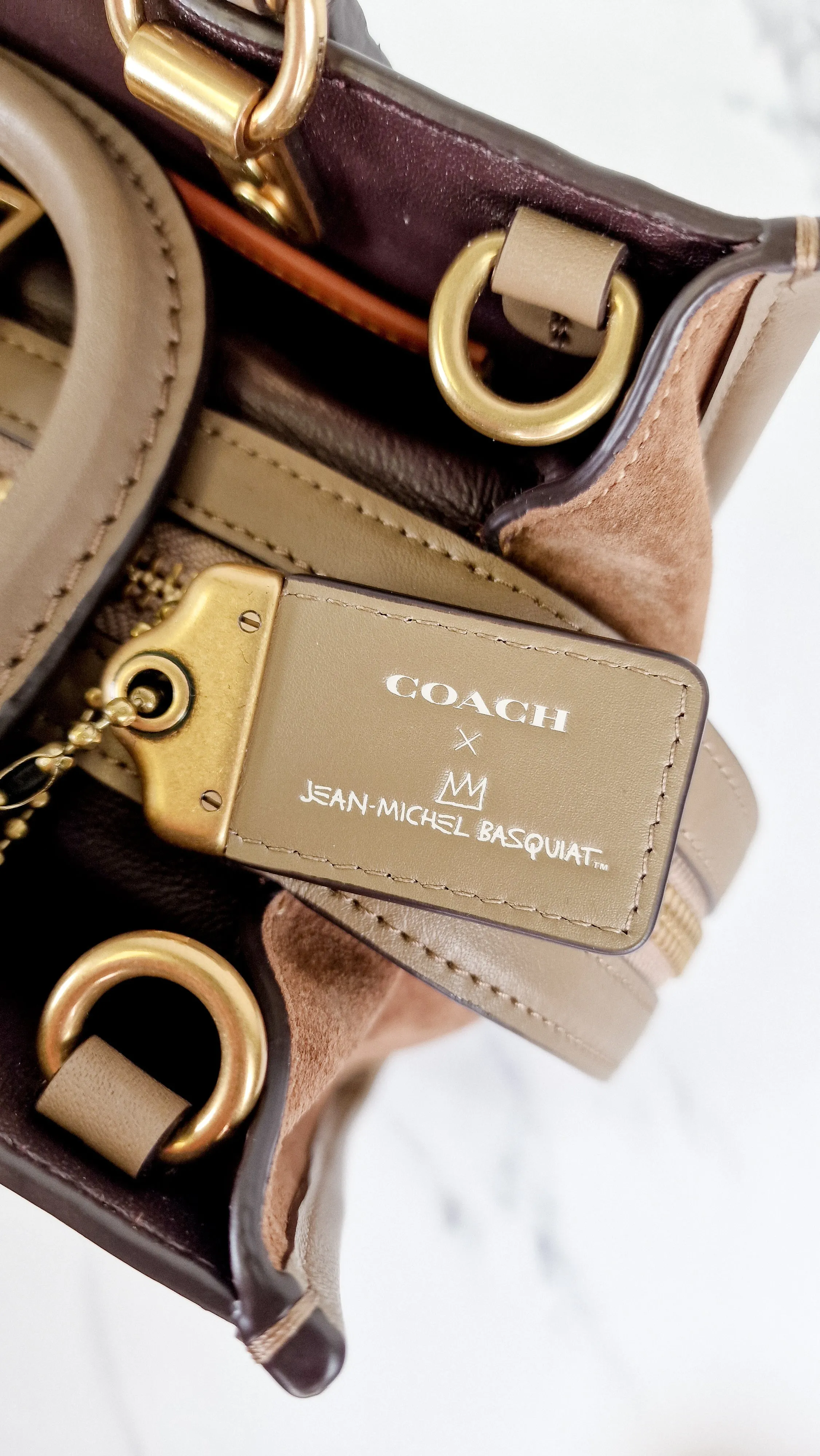 Coach x Jean-Michel Basquiat Rogue 25 Pez Dispenser Dinosaur Bag in Elm Leather & Suede - Handbag Crosbody Shoulder Bag in Taupe Beechwood - Coach 6889