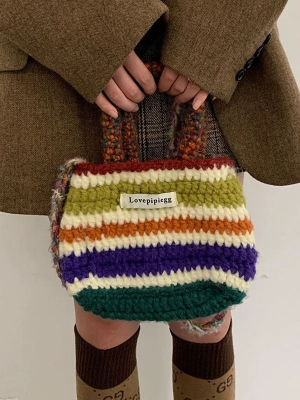 Colorful Contrast Color Crossbody Bag Woven Handbag