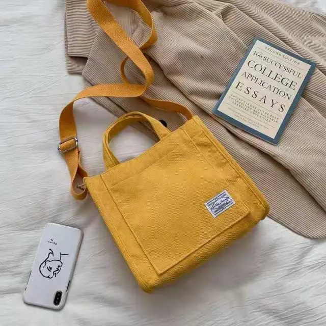 Corduroy Shoulder Tote Bag