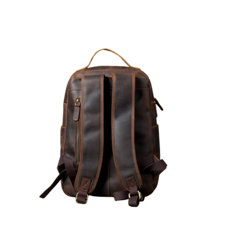 Crazy horse leather knapsack laptop backpack