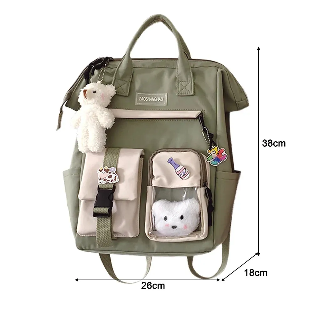 Cute Japanese Kawaii Backpack with Plush Pendant