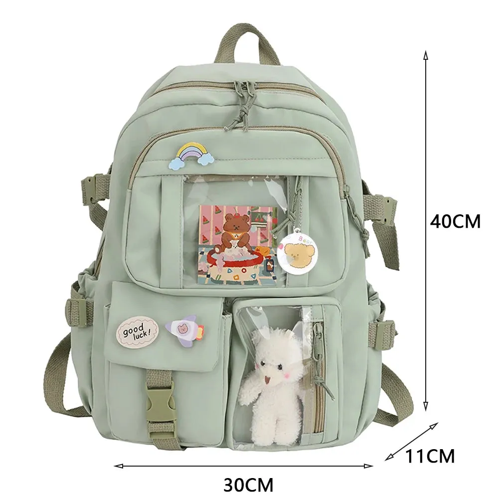 Cute Japanese Kawaii Backpack with Plush Pendant