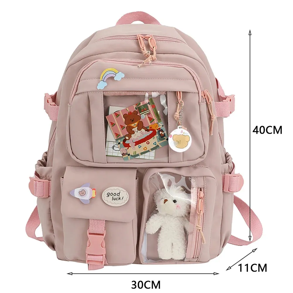 Cute Japanese Kawaii Backpack with Plush Pendant