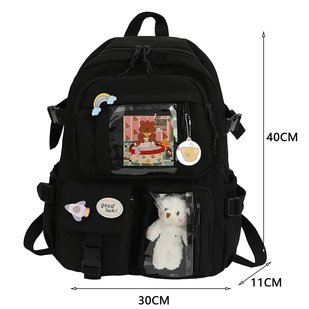 Cute Japanese Kawaii Backpack with Plush Pendant