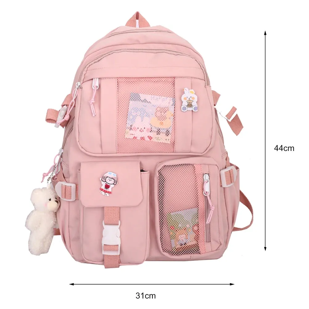 Cute Japanese Kawaii Backpack with Plush Pendant