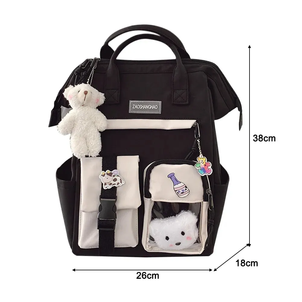 Cute Japanese Kawaii Backpack with Plush Pendant